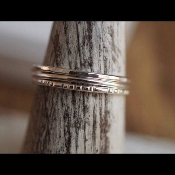 3 skinny 1mm thin silver stacking rings - Picture 4 of 4